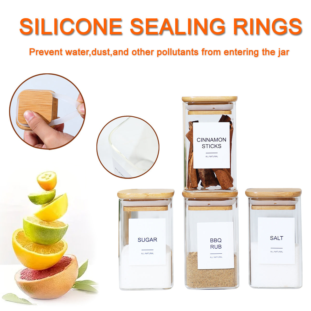 12 Pcs Square Seasoning Spice Jars