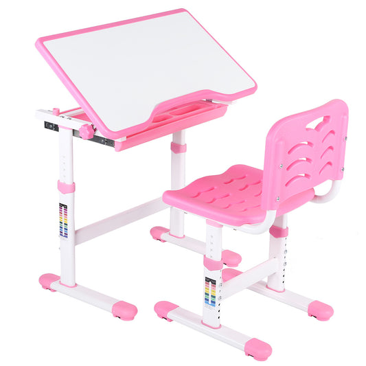 Adjustable Kids Activity Art Table Desk Chair (Pink)