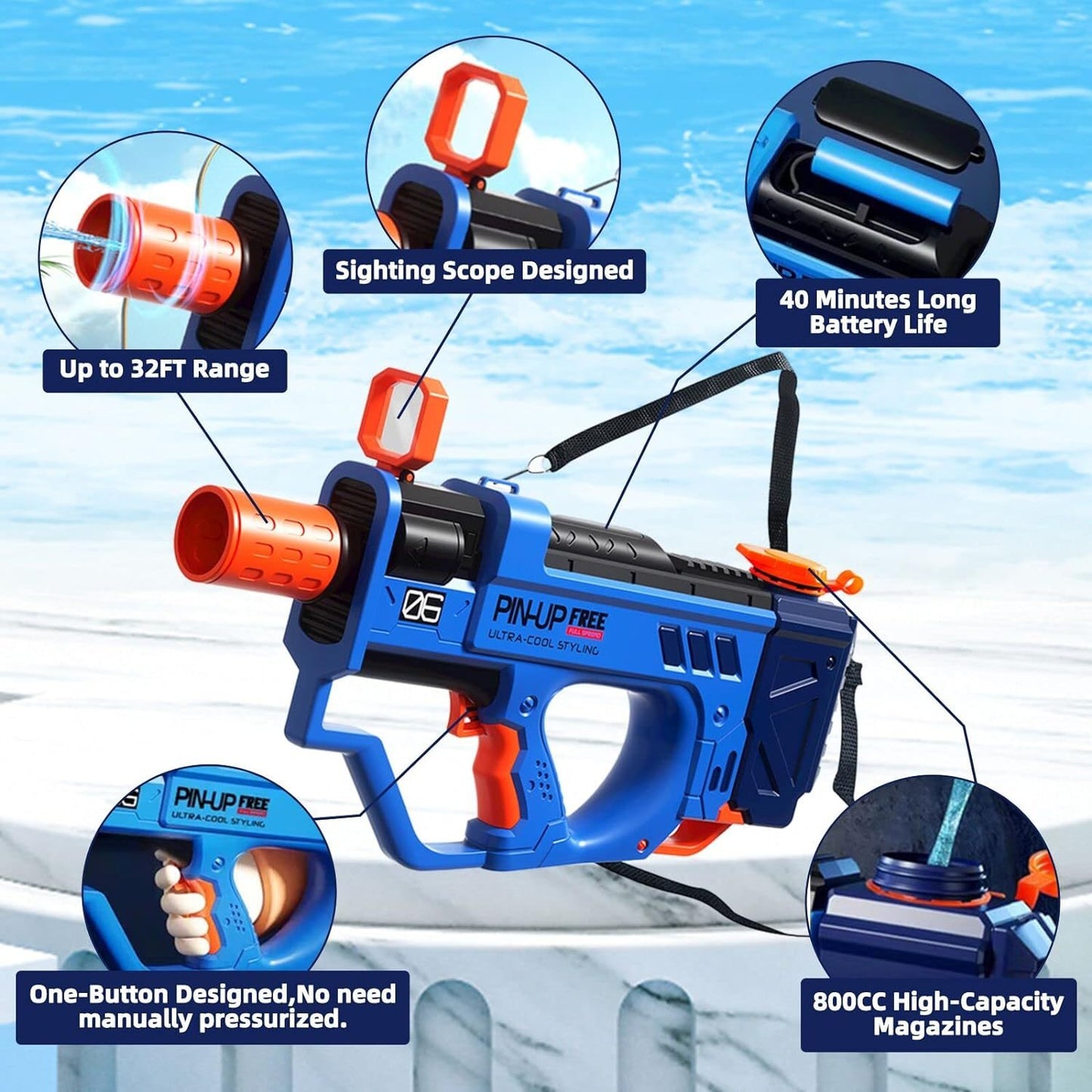 Automatic Water Blaster Gun Rechargeable Battery Toys