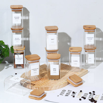 12 Pcs Square Seasoning Spice Jars