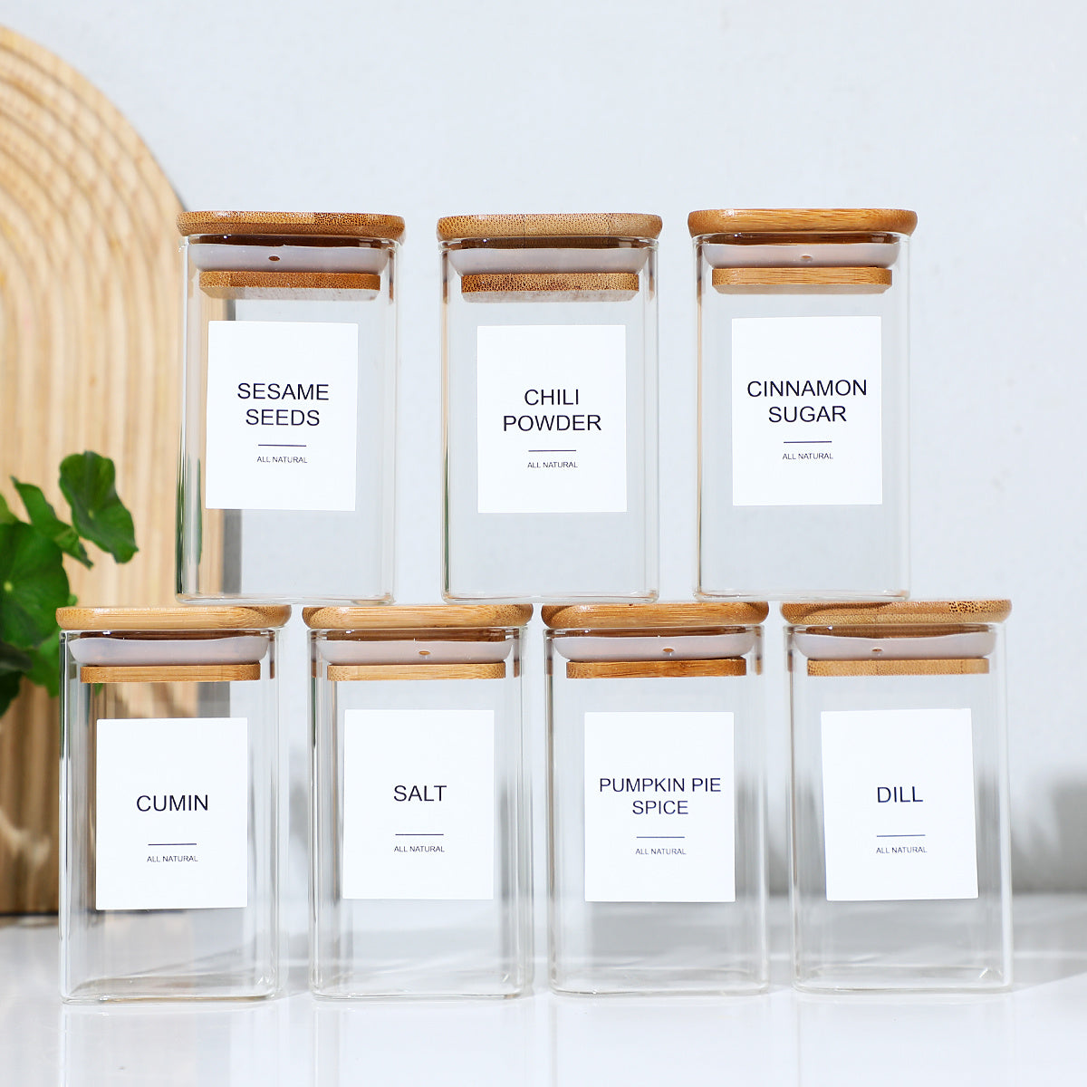 12 Pcs Square Seasoning Spice Jars