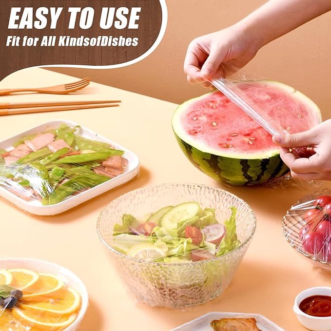 Reusable Elastic Plastic Bowl Covers 100 PCS