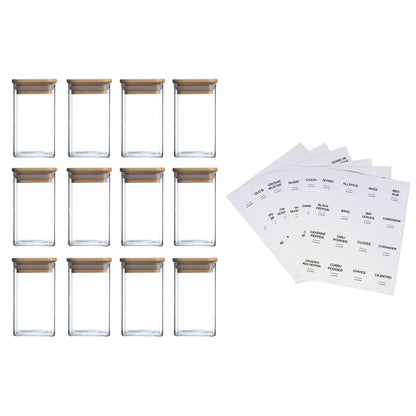 12 Pcs Square Seasoning Spice Jars