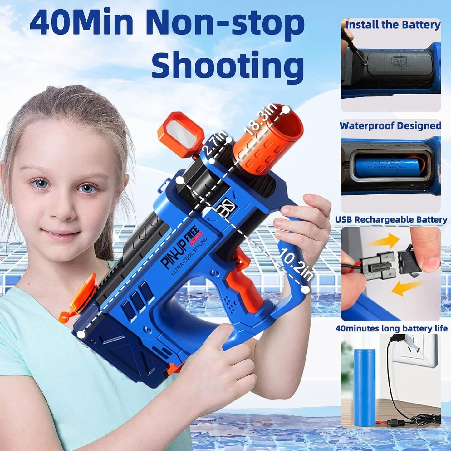 Automatic Water Blaster Gun Rechargeable Battery Toys