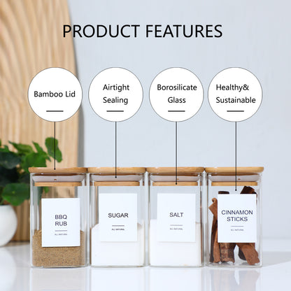 12 Pcs Square Seasoning Spice Jars