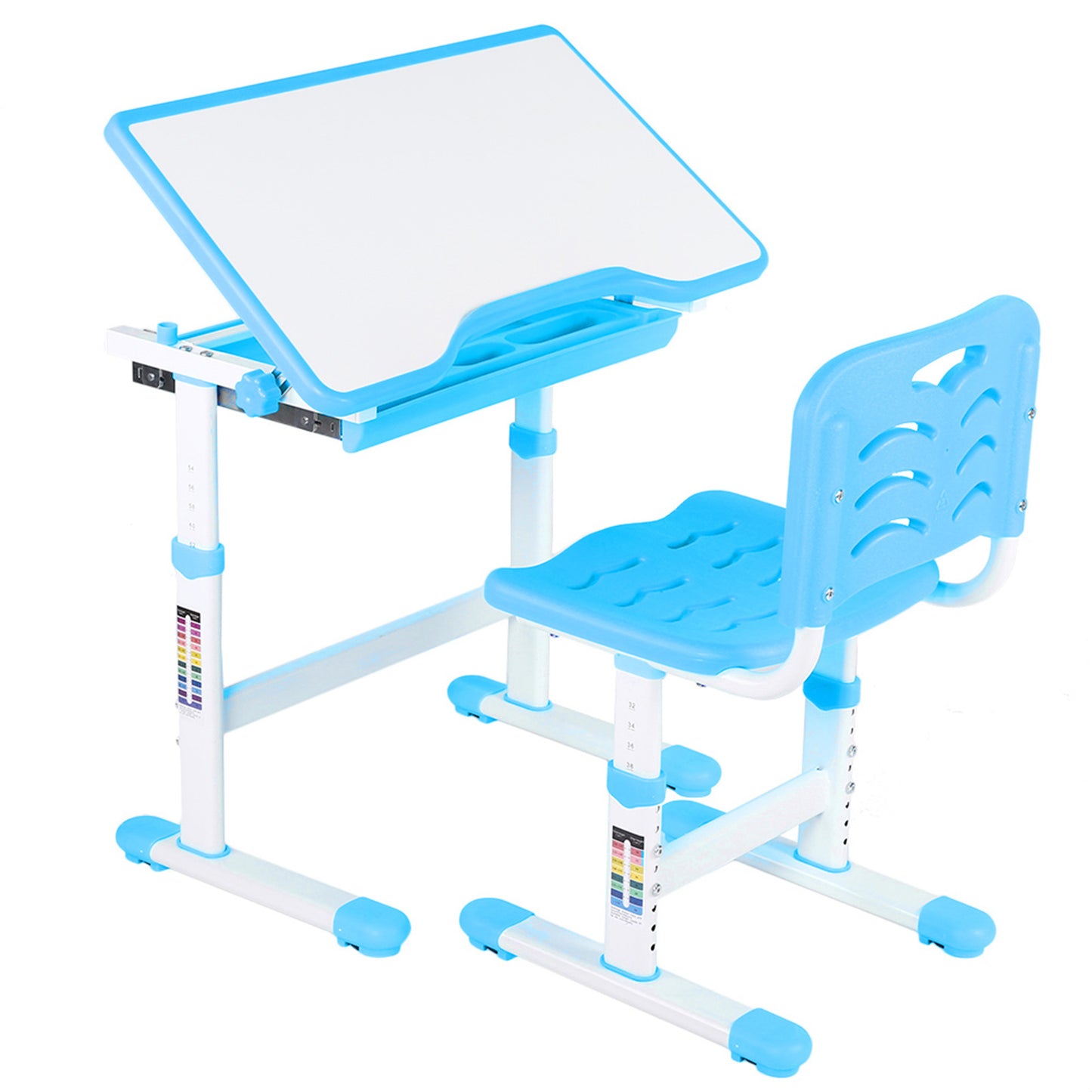 Adjustable Kids Activity Art Table Desk Chair (Blue)