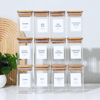 12 Pcs Square Seasoning Spice Jars