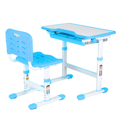 Adjustable Kids Activity Art Table Desk Chair (Blue)