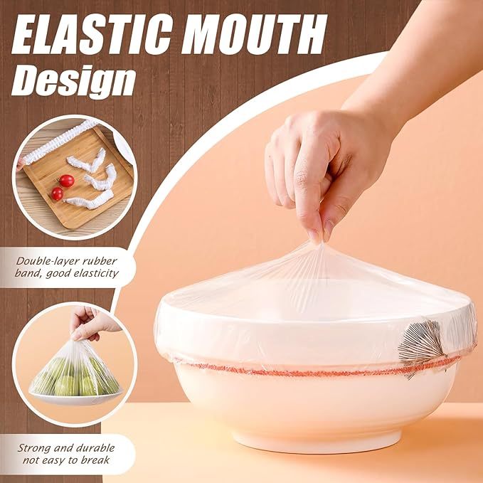 Reusable Elastic Plastic Bowl Covers 100 PCS